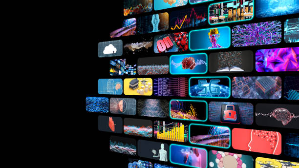 video wall with small screens digital concept